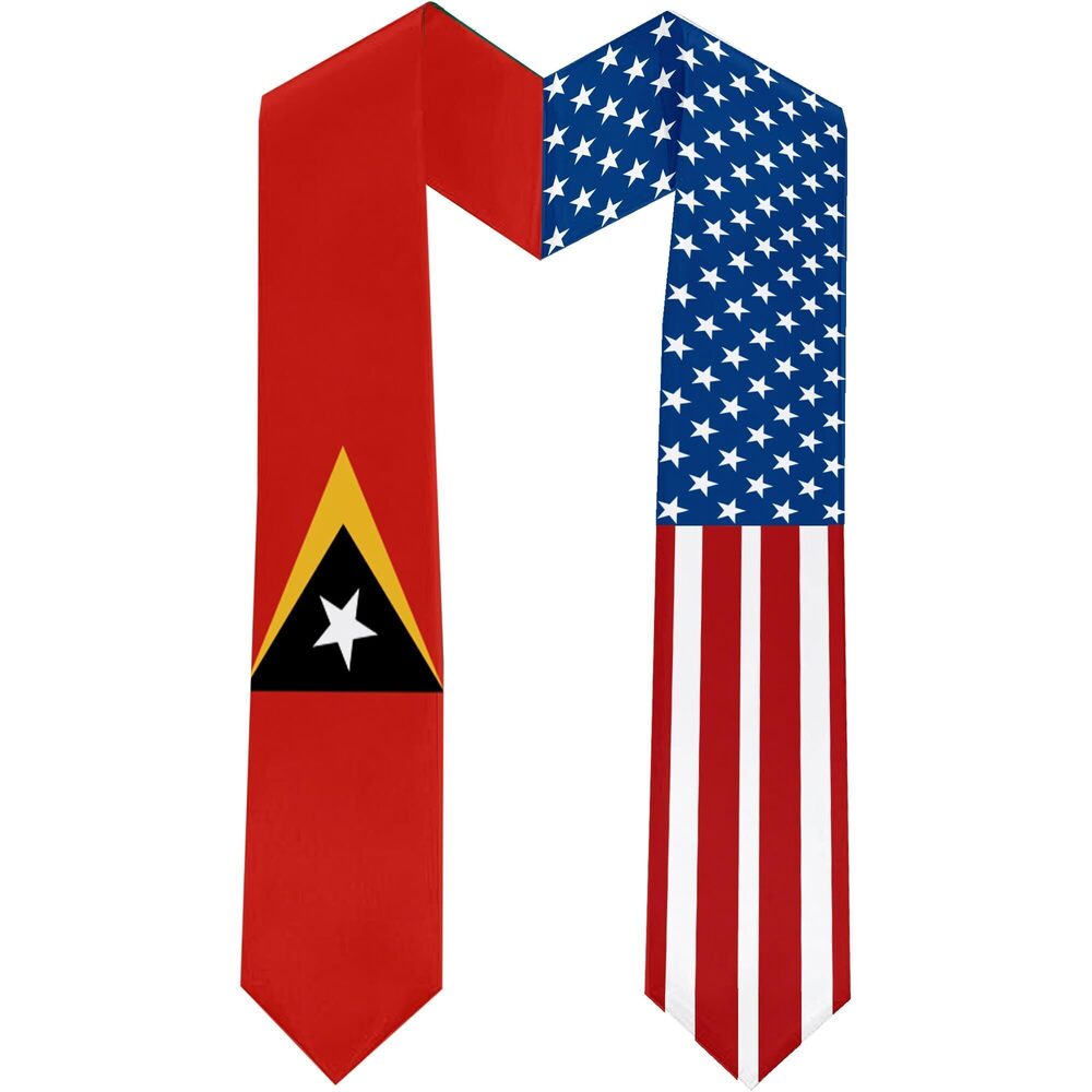2715 2025 East Timor Flag and USA Flag Graduation Stole Graduation Sash
